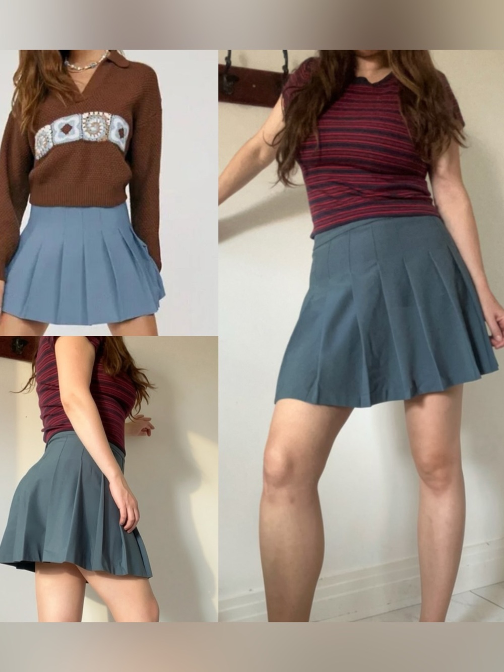 Sunday Best Olive Micro pleated mini tennis skirt Aritzia blue size 10 medium